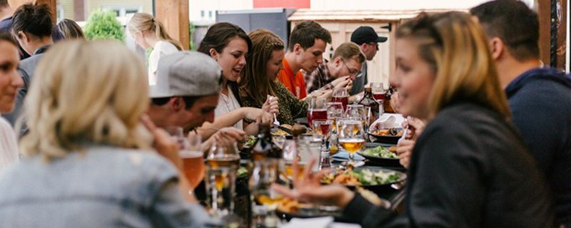 Friends sharing a table